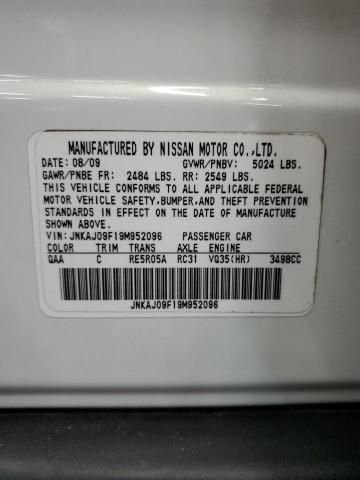 JNKAJ09F19M952096 - 2009 INFINITI EX35 BASE თეთრი ფოტო 13