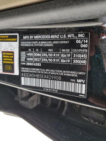 4JGDA5HB5EA429908 - 2014 MERCEDES-BENZ ML 350 4MATIC BLACK photo 13