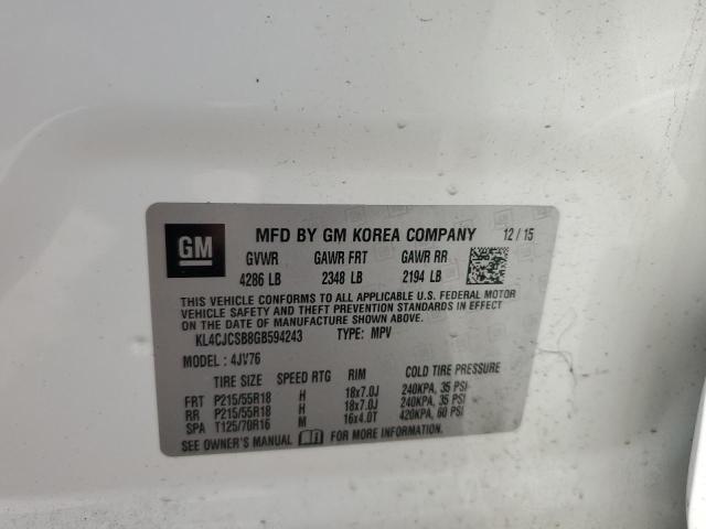 KL4CJCSB8GB594243 - 2016 BUICK ENCORE WHITE photo 12