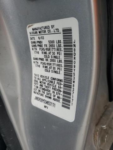 JN8DR09Y53W837171 - 2003 NISSAN PATHFINDER LE SILVER photo 14