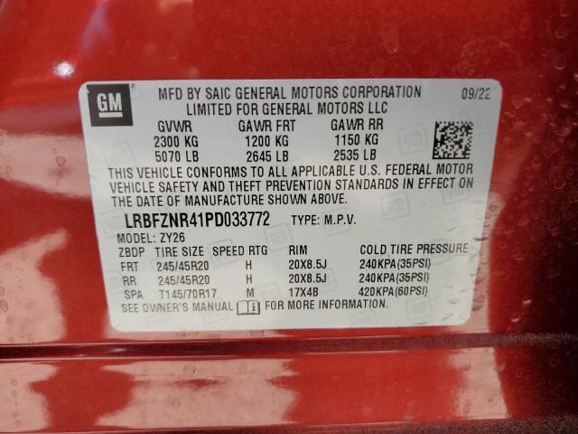 LRBFZNR41PD033772 - 2023 BUICK ENVISION ESSENCE მუქწითელი ფოტო 13