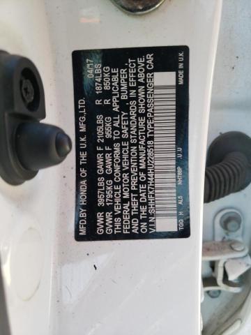 SHHFK7H44HU228518 - 2017 HONDA CIVIC SPORT 白色 照片 12