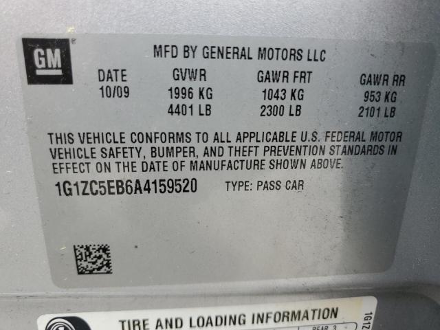 1G1ZC5EB6A4159520 - 2010 CHEVROLET MALIBU 1LT 银色 照片 12