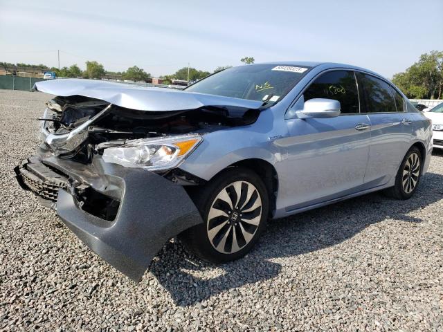 JHMCR6F32HC009590 - 2017 HONDA ACCORD HYBRID BLUE photo 1