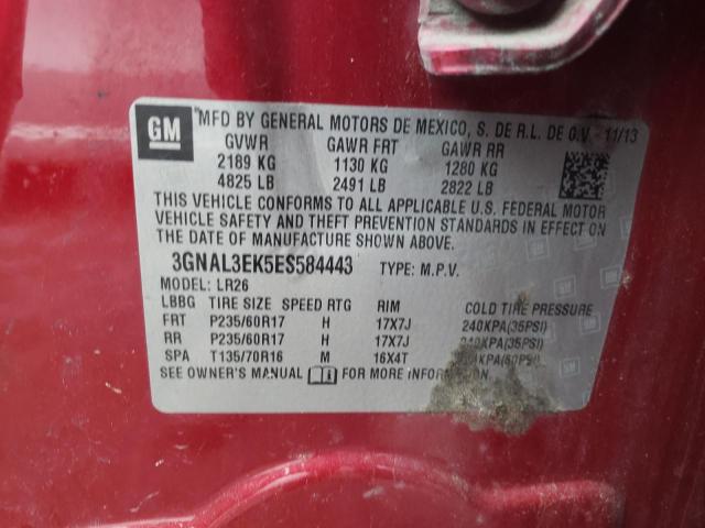 3GNAL3EK5ES584443 - 2014 CHEVROLET CAPTIVA LT RED photo 13