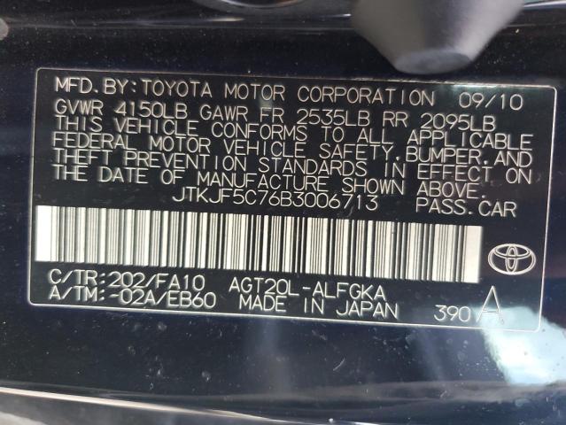 JTKJF5C76B3006713 - 2011 TOYOTA SCION TC 黑色 照片 12
