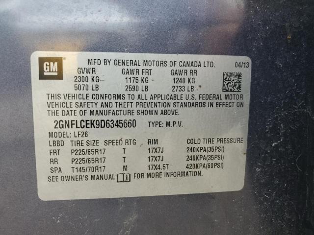 2GNFLCEK9D6345660 - 2013 CHEVROLET EQUINOX LS BLUE photo 13