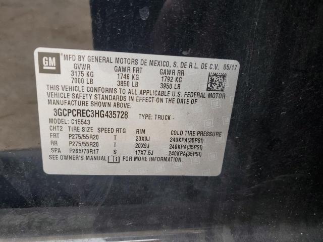 3GCPCREC3HG435728 - 2017 CHEVROLET SILVRDO C1500 LT BLACK photo 12