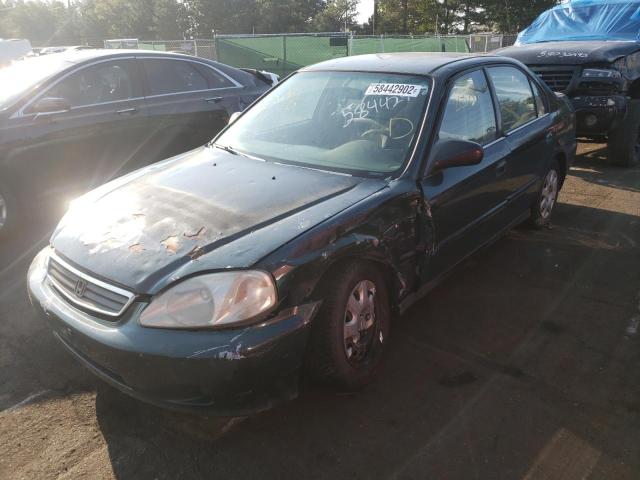 2HGEJ6615XH540134 - 1999 HONDA CIVIC BASE GREEN photo 2