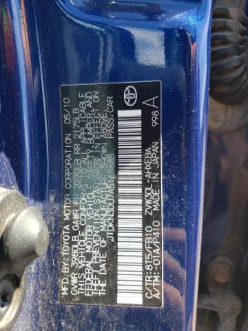 JTDKN3DU7A5165685 - 2010 TOYOTA PRIUS BLUE photo 12