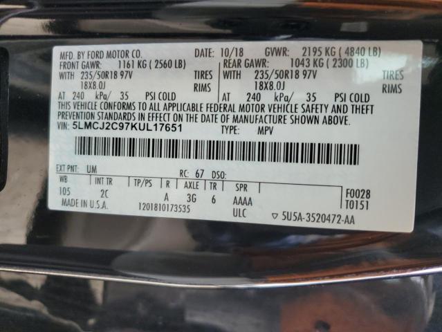 5LMCJ2C97KUL17651 - 2019 LINCOLN MKC SELECT Czarny zdjęcie 14