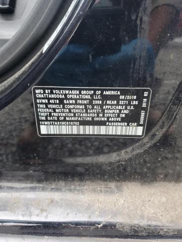 1VWDT7A31HC010702 - 2017 VOLKSWAGEN PASSAT R-LINE შავი ფოტო 13