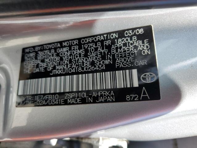 JTKKU10418J026434 - 2008 TOYOTA SCION XD SILVER photo 12