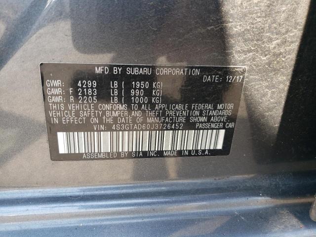 4S3GTAD60J3726452 - 2018 SUBARU IMPREZA PREMIUM PLUS GRAY photo 12