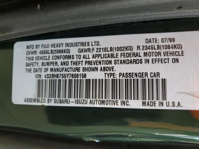 4S3BH6755Y7606158 - 2000 SUBARU LEGACY OUTBACK AWP 绿色 照片 12