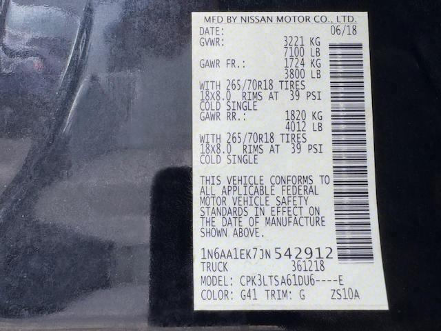 1N6AA1EK7JN542912 - 2018 NISSAN TITAN S Noir photo 15