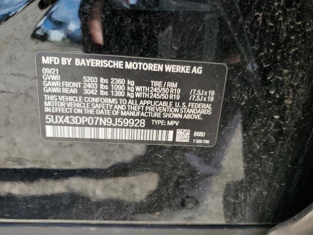 5UX43DP07N9J59928 - 2022 BMW X3 SDRIVE30I BLACK photo 14