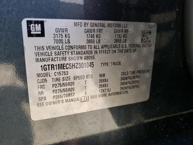 1GTR1MEC5HZ301045 - 2017 GMC SIERRA C1500 SLE BLUE photo 12