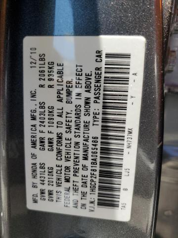 1HGCP2F81BA065486 - 2011 HONDA ACCORD EXL GRAY photo 13