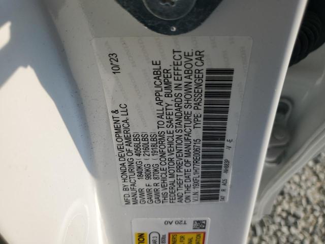 19XFL1H77RE006715 - 2024 HONDA CIVIC EXL თეთრი ფოტო 13