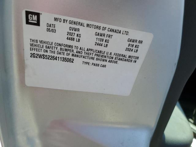 2G2WS522641135062 - 2004 PONTIAC GRAND PRIX GT2 ვერცხლისფერი ფოტო 12