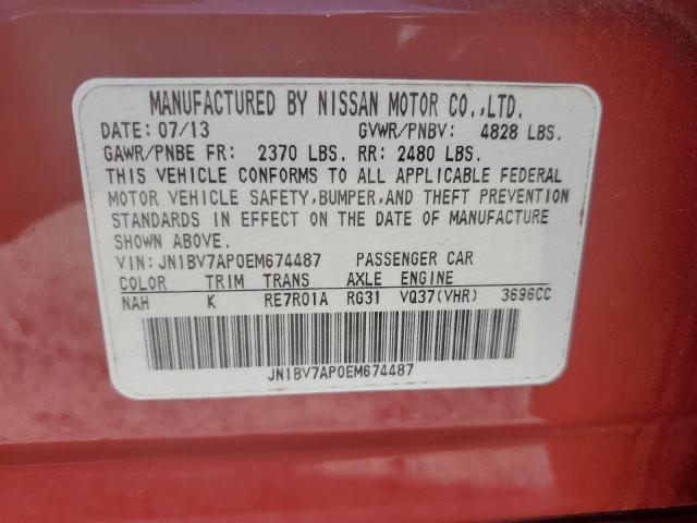 JN1BV7AP0EM674487 - 2014 INFINITI Q50 BASE Qırmızı foto 12