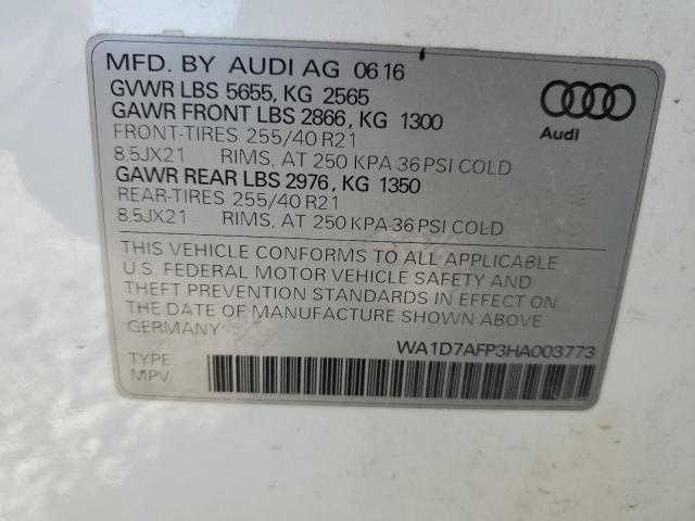 WA1D7AFP3HA003773 - 2017 AUDI Q5 PREMIUM PLUS S-LINE WHITE photo 13