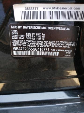 WBA7F2C55GG416771 - 2016 BMW 750 XDRI XI BLACK photo 12