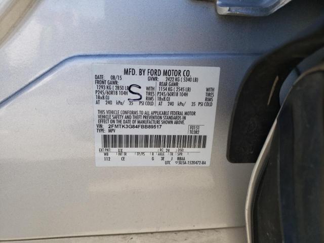 2FMTK3G84FBB89517 - 2015 FORD EDGE SE WHITE photo 12