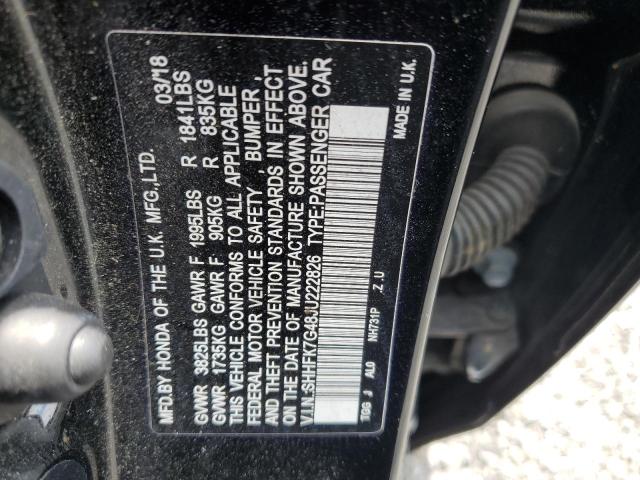 SHHFK7G48JU222826 - 2018 HONDA CIVIC SPORT 黑色 照片 12