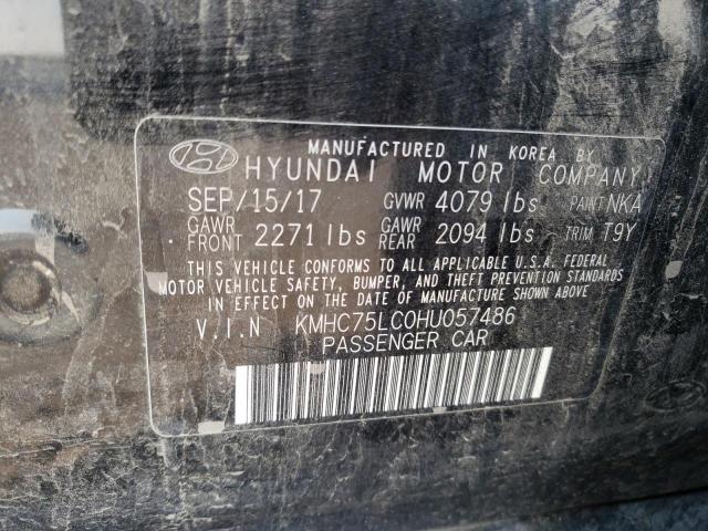 KMHC75LC0HU057486 - 2017 HYUNDAI IONIQ SEL BLACK photo 10