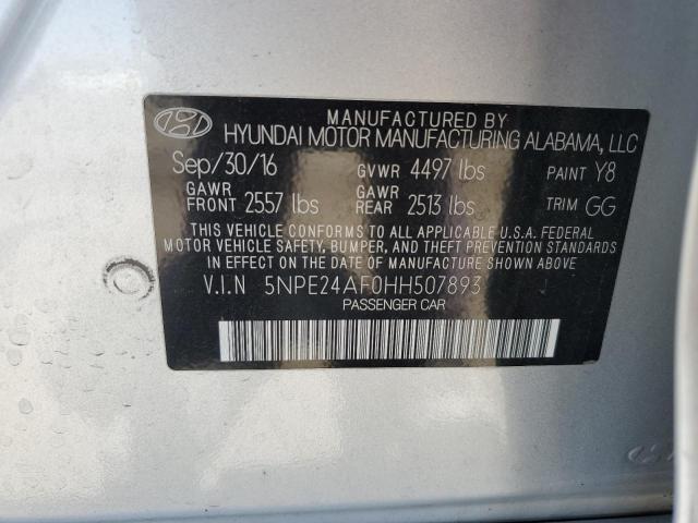 5NPE24AF0HH507893 - 2017 HYUNDAI SONATA SE SILVER photo 12