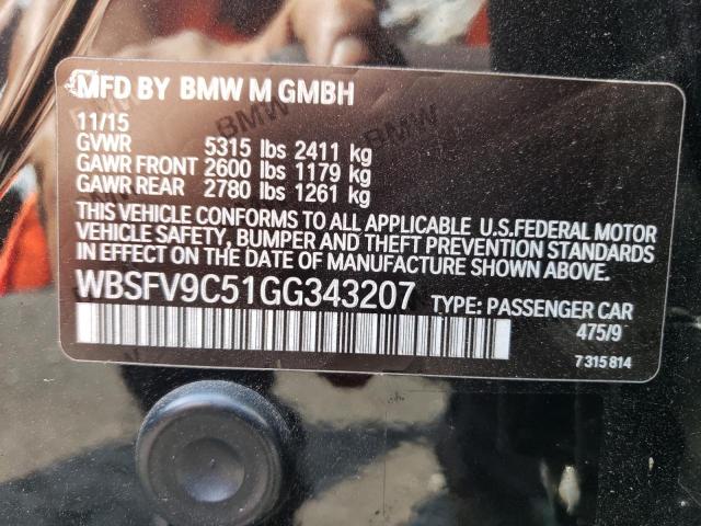 WBSFV9C51GG343207 - 2016 BMW M5 BLACK photo 13