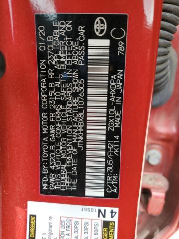 JTNKHMBX8L1076305 - 2020 TOYOTA C-HR XLE RED photo 13