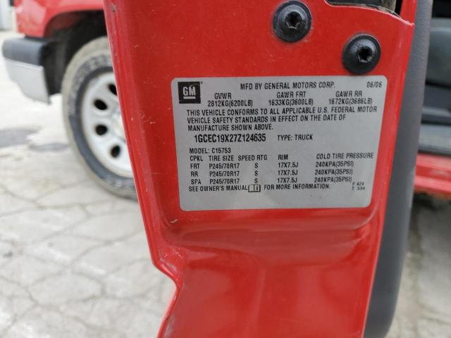 1GCEC19X27Z124635 - 2007 CHEVROLET SILVERADO C1500 CLASSIC Qırmızı foto 12