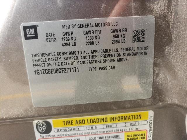 1G1ZC5E08CF277171 - 2012 CHEVROLET MALIBU 1LT ყავისფერი ფოტო 12