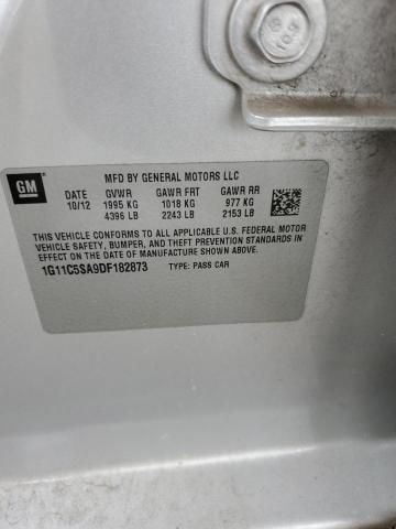 1G11C5SA9DF182873 - 2013 CHEVROLET MALIBU 1LT 银色 照片 12