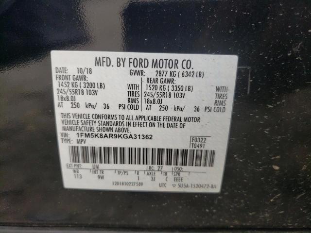 1FM5K8AR9KGA31362 - 2019 FORD EXPLORER POLICE INTERCEPTOR BLACK photo 12