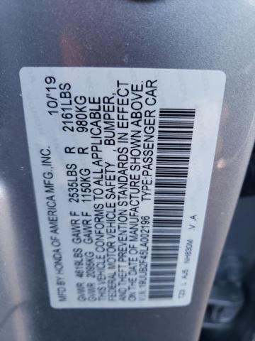 19UUB2F45LA002196 - 2020 ACURA TLX TECHNOLOGY ვერცხლისფერი ფოტო 12