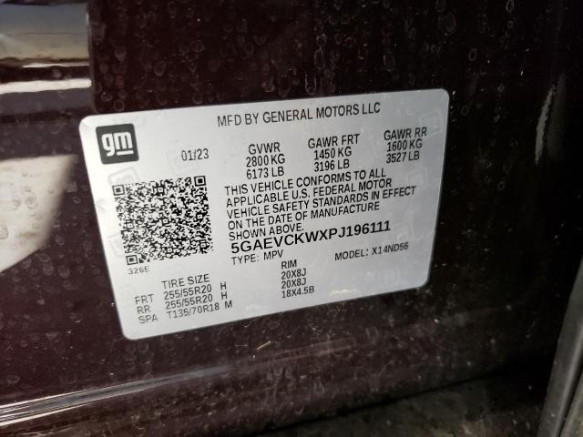 5GAEVCKWXPJ196111 - 2023 BUICK ENCLAVE AVENIR 勃艮第红 照片 13