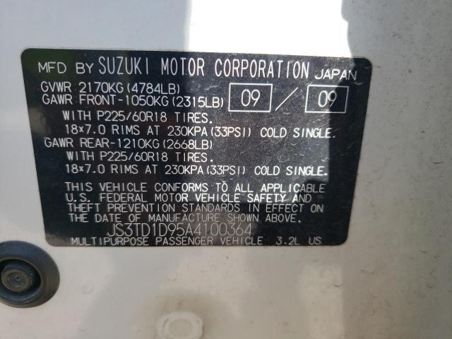 JS3TD1D95A4100364 - 2010 SUZUKI GRAND VITA JLX WHITE photo 13