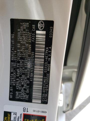 4T1BK1EB7EU101289 - 2014 TOYOTA AVALON BASE 白色 照片 13