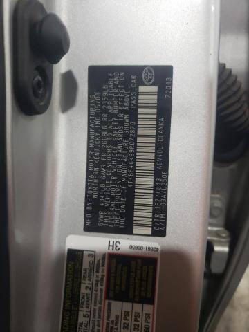 4T4BE46K99R072879 - 2009 TOYOTA CAMRY BASE SILVER photo 12