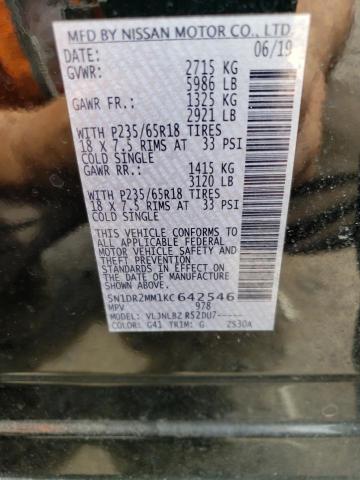 5N1DR2MM1KC642546 - 2019 NISSAN PATHFINDER S BLACK photo 13