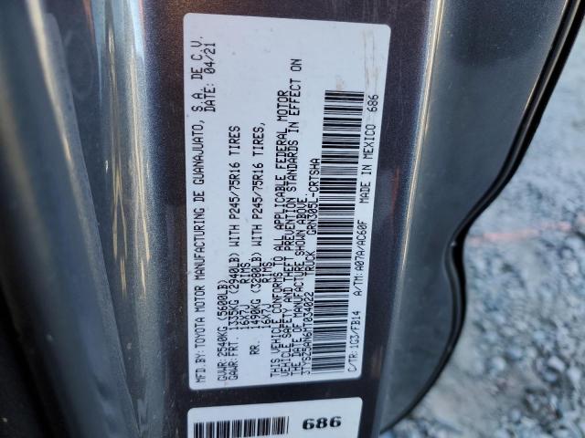 3TYSZ5AN6MT034022 - 2021 TOYOTA TACOMA ACCESS CAB ნაცრისფერი ფოტო 12