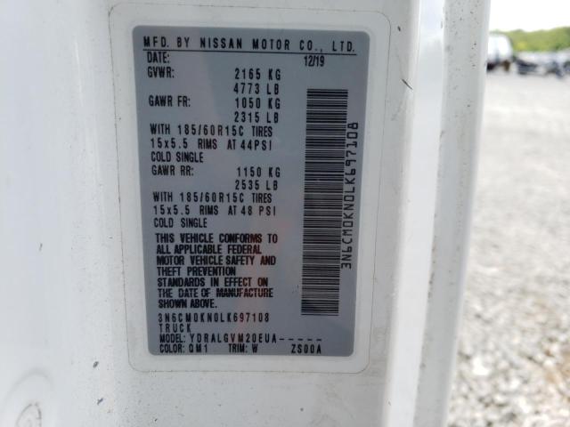 3N6CM0KN0LK697108 - 2020 NISSAN NV200 2.5S WHITE photo 12