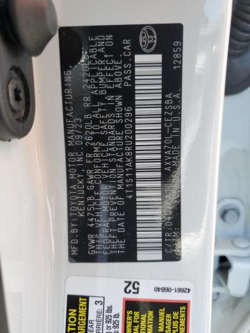 4T1S11AK8RU200296 - 2024 TOYOTA CAMRY SE NIGHT SHADE WHITE photo 12