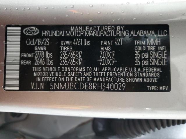 5NMJBCDE8RH340029 - 2024 HYUNDAI TUCSON SEL SILVER photo 14