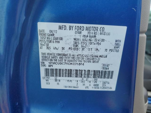 1FMCU0C75CKC76804 - 2012 FORD ESCAPE XLS BLUE photo 13