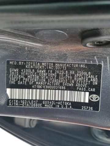 4T1BK1EB8DU031686 - 2013 TOYOTA AVALON BASE GRAY photo 12